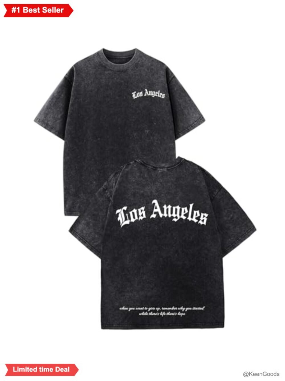 Oversized Graphic T-Shirt Men Los Angeles Vintage Acid Wash Baggy Tee